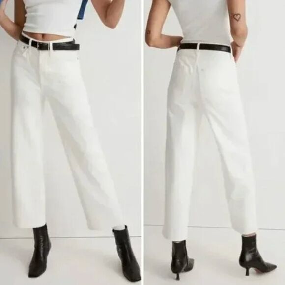 NEW Madewell The Perfect Vintage Wide-Leg Crop Jean Tile‎ White, 27